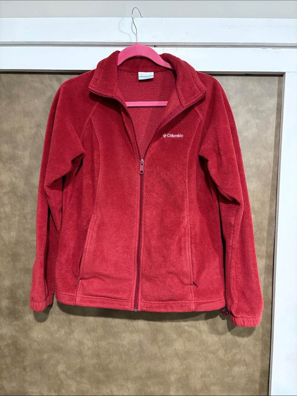 Columbia Women's Red Full-Zip Teddy Fleece Jacket